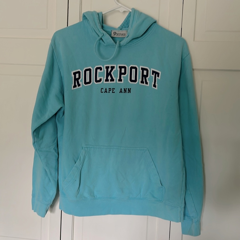 Artisans  Rockport Cape Ann Unisex Small Turquoise Hooded Sweatshirt